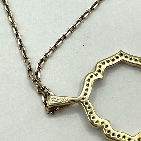 Ornate Open Necklace With Diamonds By Heng Ngai Gold over 925 SS Necklace - Picture 10 of 13